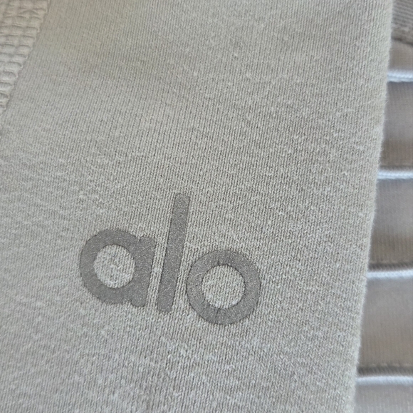 Alo Moto Legging High Waist Breathable Micro Performance Double Knit Fabric Grey - Picture 8 of 14